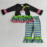 RTS kids matching clothing embroidered ghost print clothing girl halloween winter clothing-2025.9.13