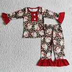 Santa claus clothes children clothing christmas kids girls leopard outfits