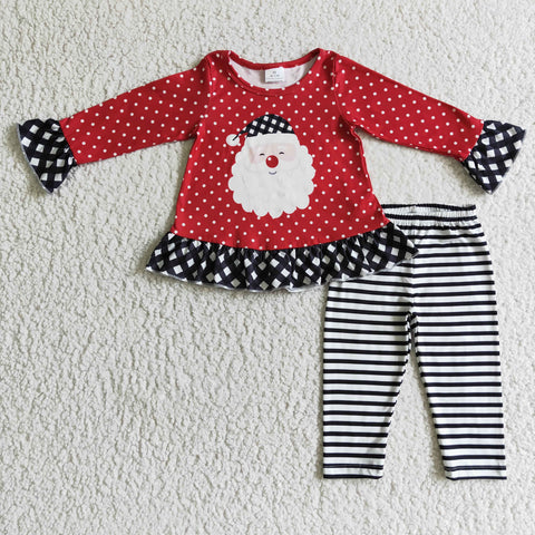 Santa claus baby christmas clothing girls polka dot outfits