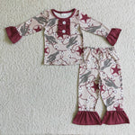 Stars printing children's clothes western cactus girls clothing outfits