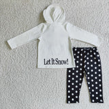 Let it snow kids girls snowman dotted hoodie outfits