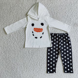 Let it snow kids girls snowman dotted hoodie outfits