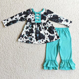 Baby girls cow print clothing kids boutique toddler outfits