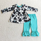 Baby girls cow print clothing kids boutique toddler outfits
