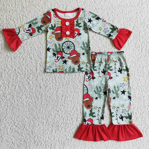 Western outfits children's pajamas sets baby cactus clothing