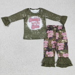 GLP0327  Daddy's hunting babe green camo leopard girls outfit-promotion 2025.1.4