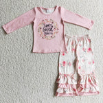 GLP0336 Floral children's pink clothes sets kids spring girls outfits-promotion 2025.1.4