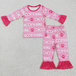 Valentine daddy's girl pink footprint little girls outfit