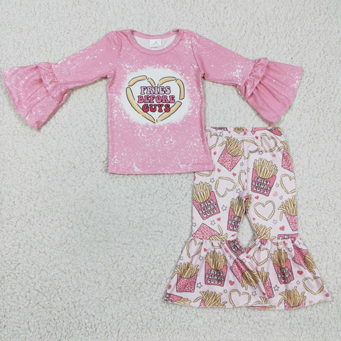 Fries chips heart valentine pink baby girls outfit