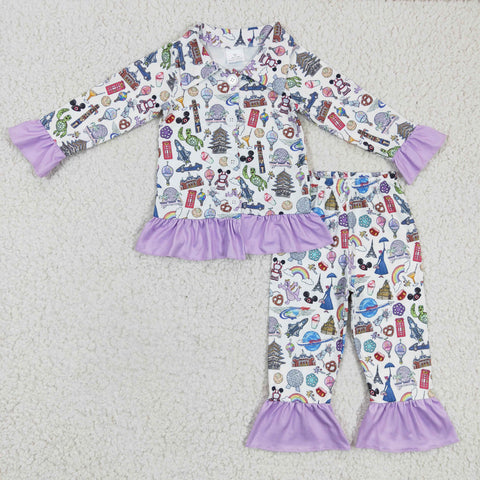 Cartoon kids purple toddler clothing child girls pajamas outfits