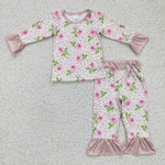 Floral children's pink clothing baby girls spring sets