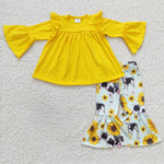 GLP0374 Sunflower yellow top cow pants girls clothes outfit-promotion 2025.1.4