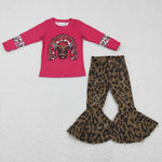 Children distressed clothes girls leopard jeans set