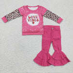 Children's jeans set kids pink girls valentine's outfit