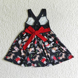 Christmas Girl Dress Black Sleeveless Little Cat Dress