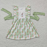 Children bunny easter dresses baby green spring dresses