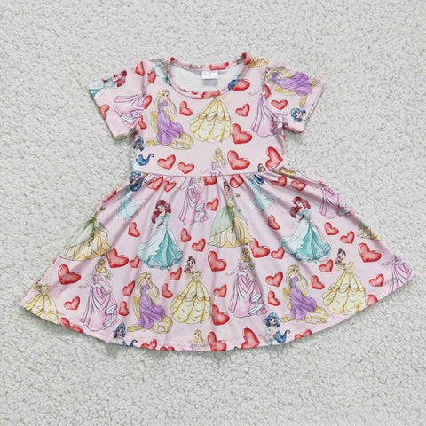 GSD0169 Short sleeve heart princess pink children dress-promotion 2024.12.21