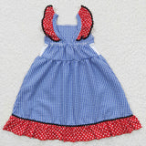July 4th girls summer embroidery flag dress