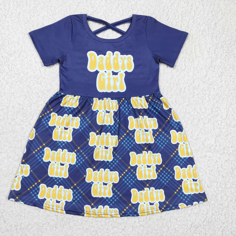 GSD0196  Daddy girl blue short sleeve dress-promotion 2024.12.21