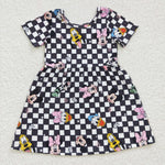 GSD0235  Cartoon kids girls black checker dress-promotion 2024.12.21