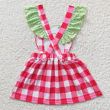 Summer baby girls embroidery watermelon plaid dress