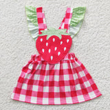 Summer baby girls embroidery watermelon plaid dress