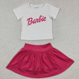 Kids barbie pink shorts set