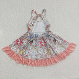 Girls princess pattern strap floral twirl dress