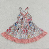 Girls princess pattern strap floral twirl dress