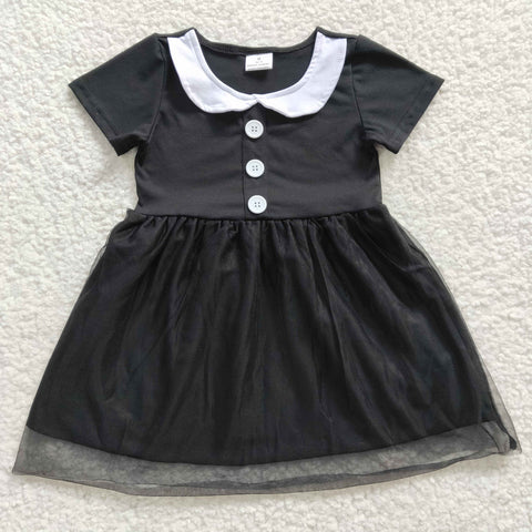 GSD0285 Kids girl short sleeve black tulle dress-promotion 2025.1.4