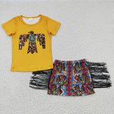 GSD0287  Eagle leopard pattern girls fringe skirt set-promotion 2025.5.17
