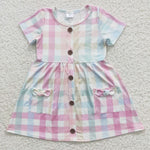 GSD0296 Kids girls plaid bow pockets dress-promotion 2025.1.4