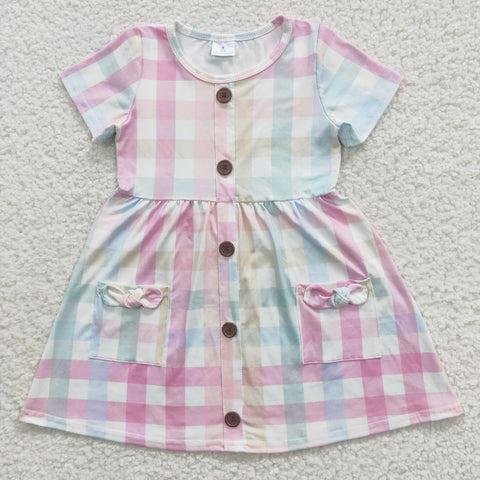 GSD0296 Kids girls plaid bow pockets dress-promotion 2025.1.4