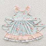 Toddler girl summer floral green belt dress