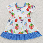 Back to ship apple baby girls blue stripes dress