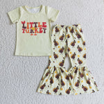 Light color kids cloths sets thanksgiving little turkey children's clothing baby girls fall outfits