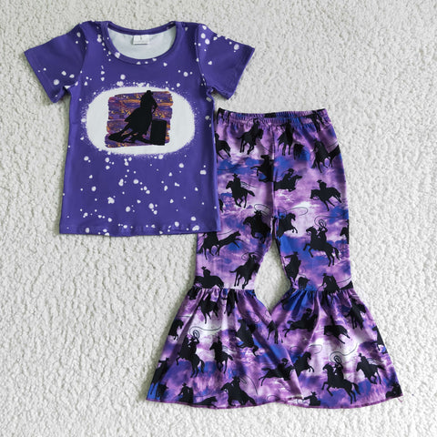 GSPO0203 Sassy baby kids purple outfit baby girls cowboy clothing children boutique sets-promotion 2024.8.3