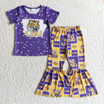 Boutique children bell bottoms baby girls tiger outfits kids football team clothing