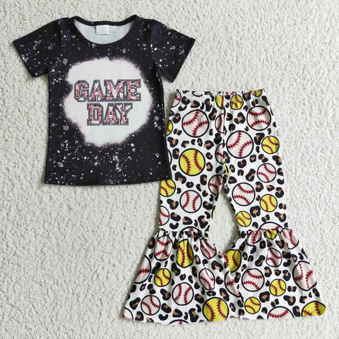 Game day baseball girls leopard clothes outfit