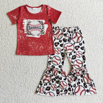 Kids leopard clothing sets baseball girls outfits