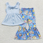 Happy Easter Day kids bunny clothing set toddler children's blue clothes