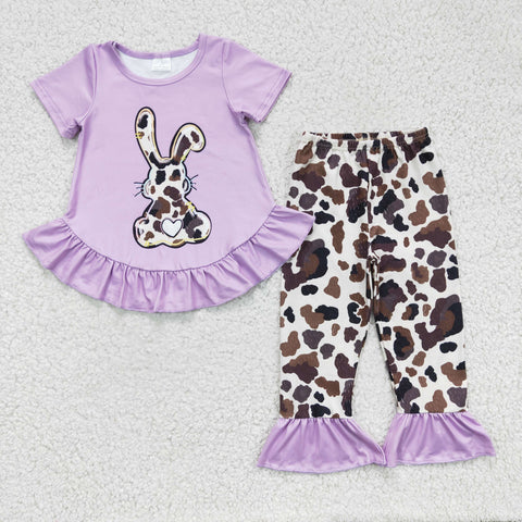 Girls purple clothing set kids bunny outfits