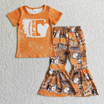 Football baby girls orange clothes baby team clothing sets