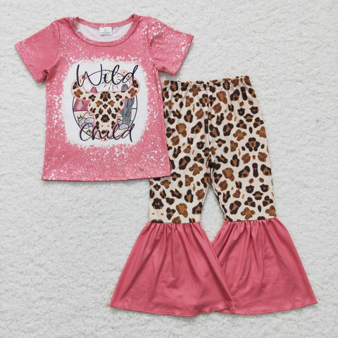 Kids girls western clothing baby spring leopard outfits