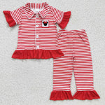 Kids embroidered clothes baby girls striped pajamas