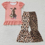 Bunny shirt child girls leopard set