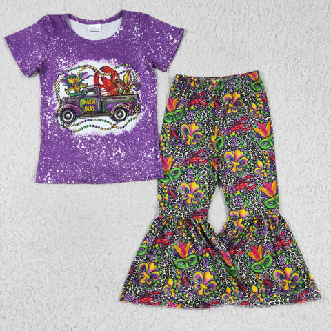 Mardi gras carnival purple children's clothes set