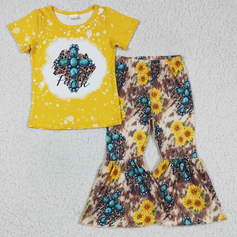 Gem print sunflower baby girls yellow outfit