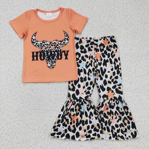 Stars cow howdy kids girls leoaprd clothes set