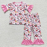 Happy birthday girls pink outfits baby sweet clothes sets